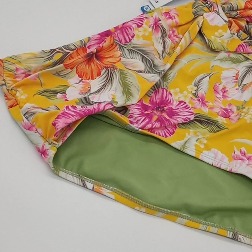 BLEU Rod Beattie Paradiso High Waist Draped Side-Tie Bikini‎ Bottom Canary 14